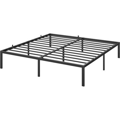 14 Inch King Bed Frame, High Metal Platform Bed Frames King Size With Space Under Frame, No Box Spring Needed, Easy Assembly, Heavy Duty, Black (King) -  Alwyn Home, 406DA1890DFF449AA361E31CAF973820