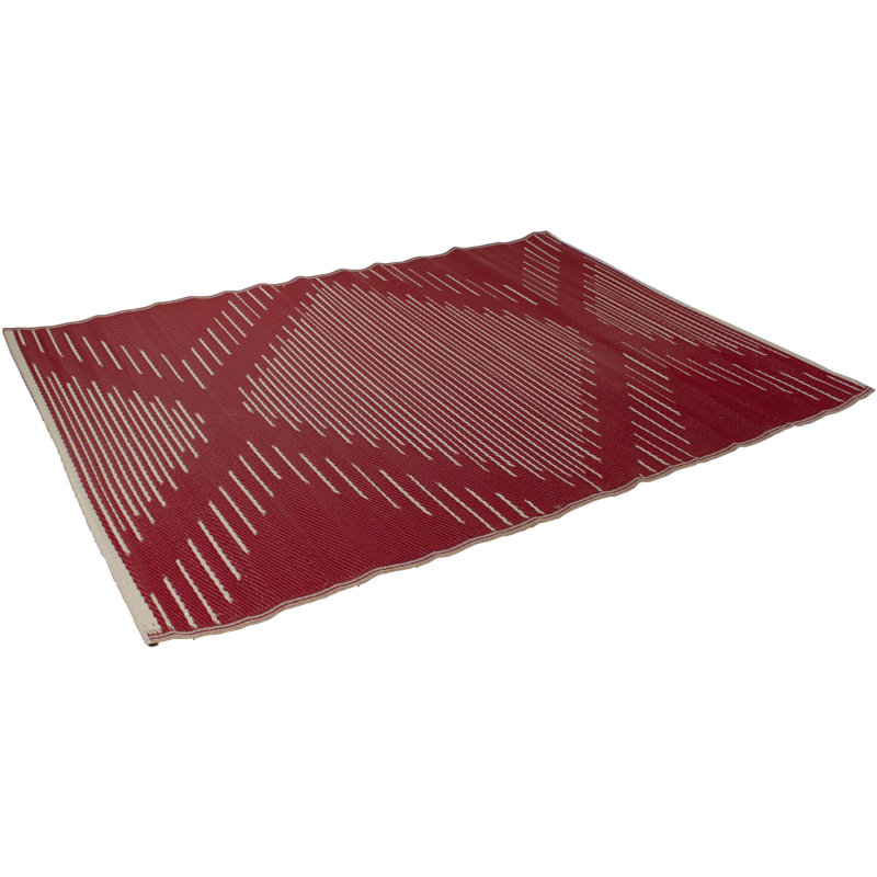 Tapis d'extérieur rectangulaire rouge et beige 4 pi x 6 pi