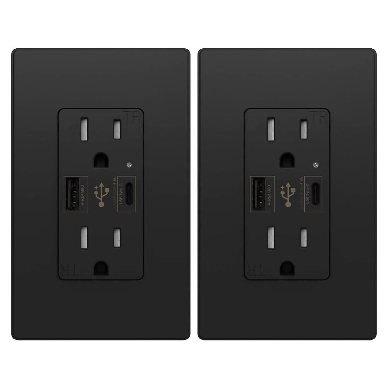 15 Tamper Resistant Duplex Outlet with USB Port, 2