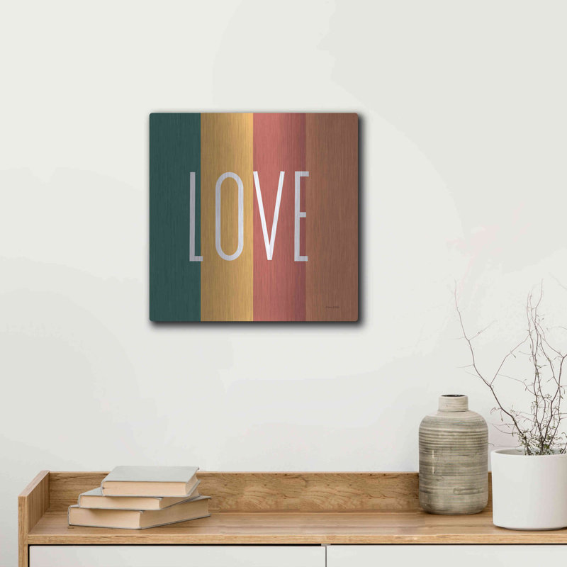 Latitude Rain® «Love Rainbow Retro» par Ann Kelle Designs, art mural en métal, H 12 po x l 12 po