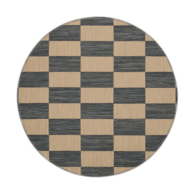 Tapis d'intérieur et d'extérieur à carreaux brun