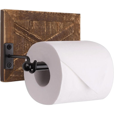 Porte-papier hygiénique Rustic Farmhouse - Farmhouse Bathroom Country Decor - Accessoires de salle de bain rustique avec bois brun chaud et métal noir - ajoute un charme de décor occidental
