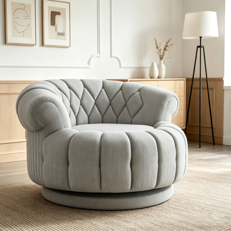 Fauteuil d'appoint pivotant, Chenille gris