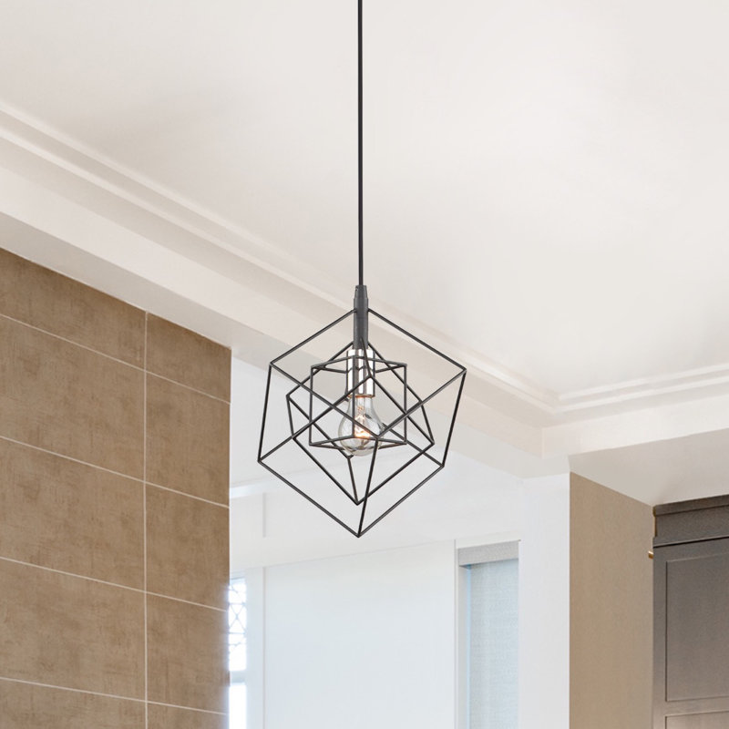 Luminaire suspendu géométrique à 1 lumière Artistry, Nickel poli