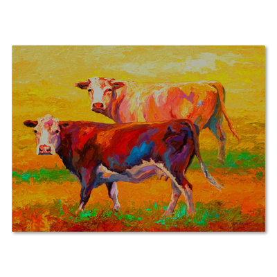 «Deux vaches» par Kucera, reproduction d'art sur toile tendue