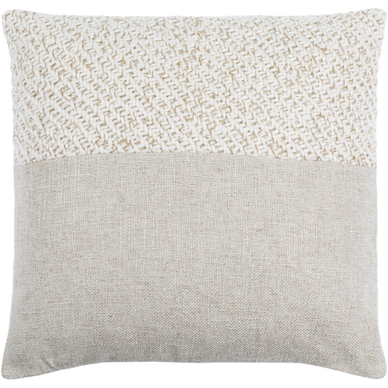 Housse de coussin Arlington, 18" x 18", Polyester / bourre de polyester, Crème / beige