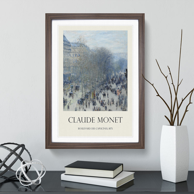Boulevard Des Capucines by Pierre-Auguste Renoir - Picture Frame Art Prints, 36cm H x 27cm W x 2cm D, Walnut