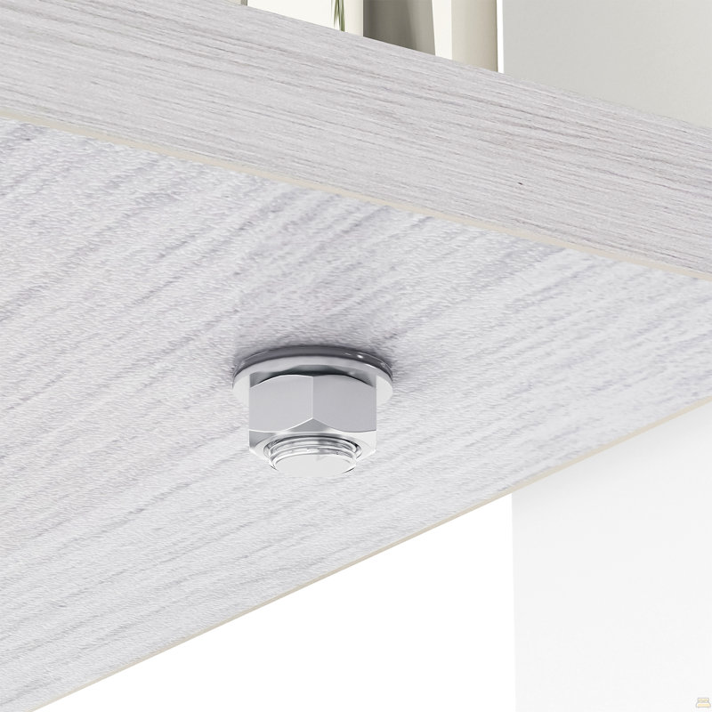 Table basse rectangulaire, plateau en verre trempé avec couche en MDF, table moderne, Blanc, Gris
