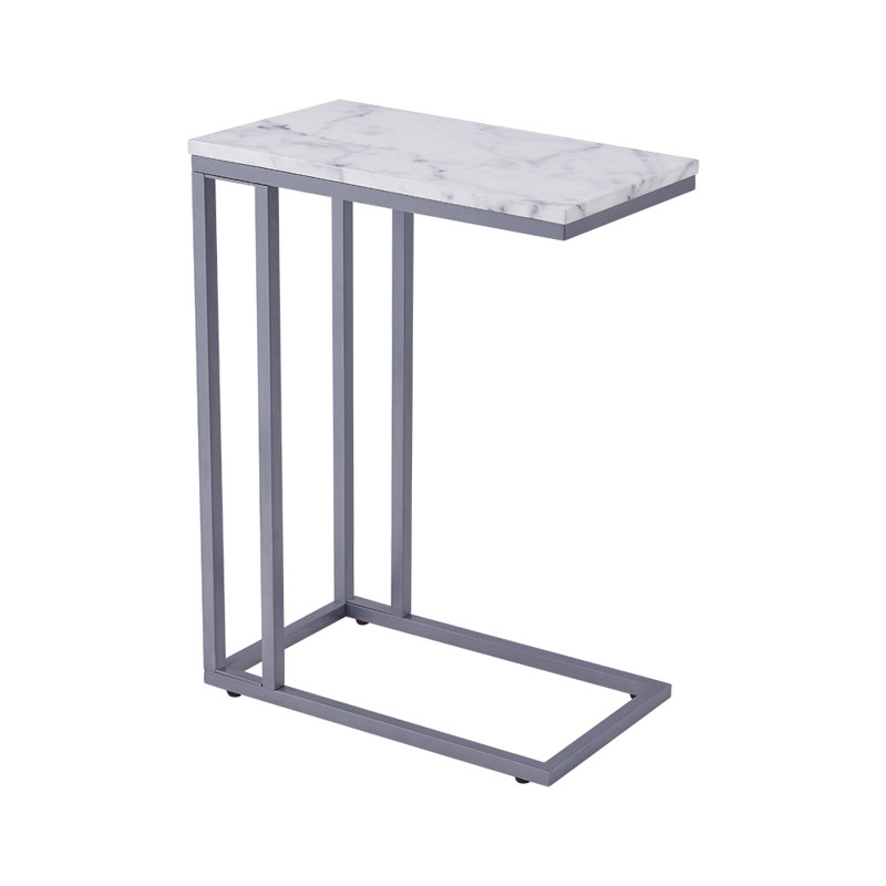 Table de bout Delavan, Faux marbre blanc, Gris, 25"H x 18.3"W x 10"D