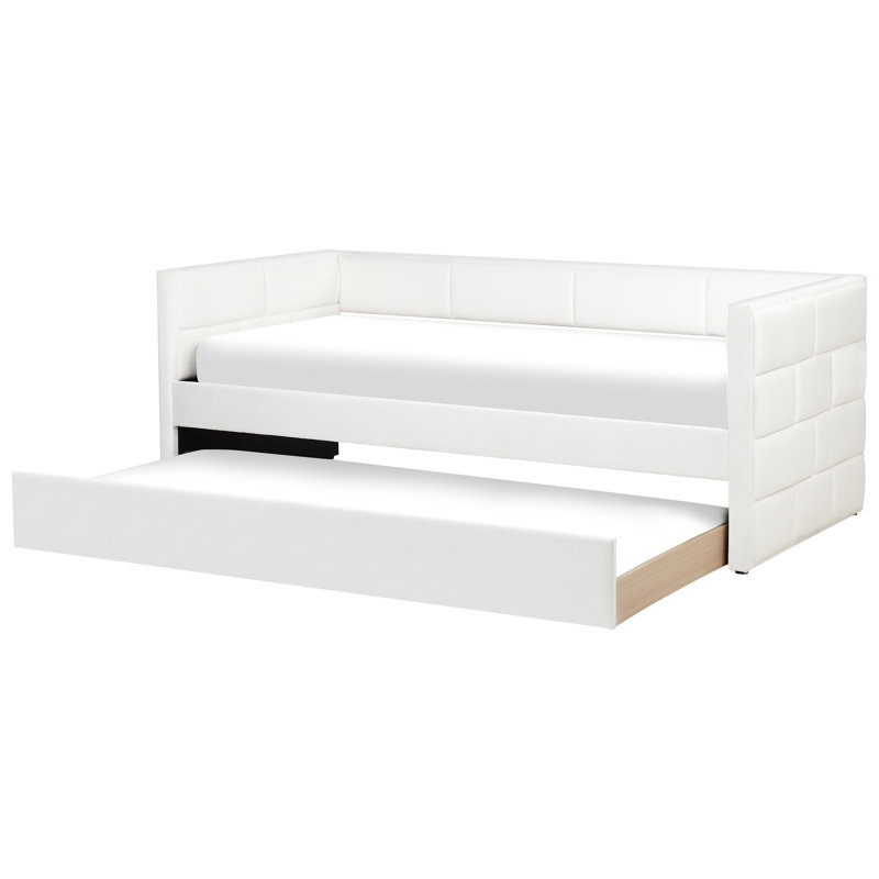 CHAVONNE Upholstered Daybed with Trundle, White