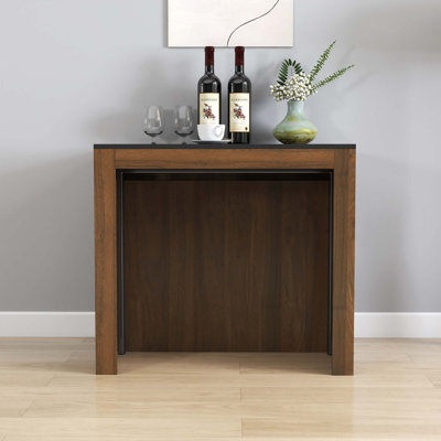 Modern Multifunctional Extendable Dining Table with Outlet, Space Saving Expanding Table with Storage