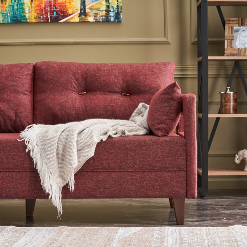 Canapé convertible Yonah, 100 % polyester rouge bordeaux
