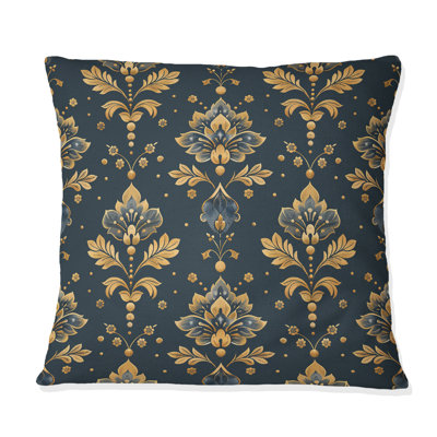 Navy Blue And Gold Country Chic II - Farmhouse Pillow