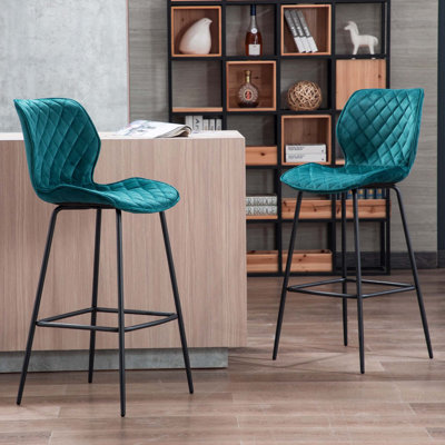Yes Upholstered Velvet Bar Stool with Stainless Steel Frame