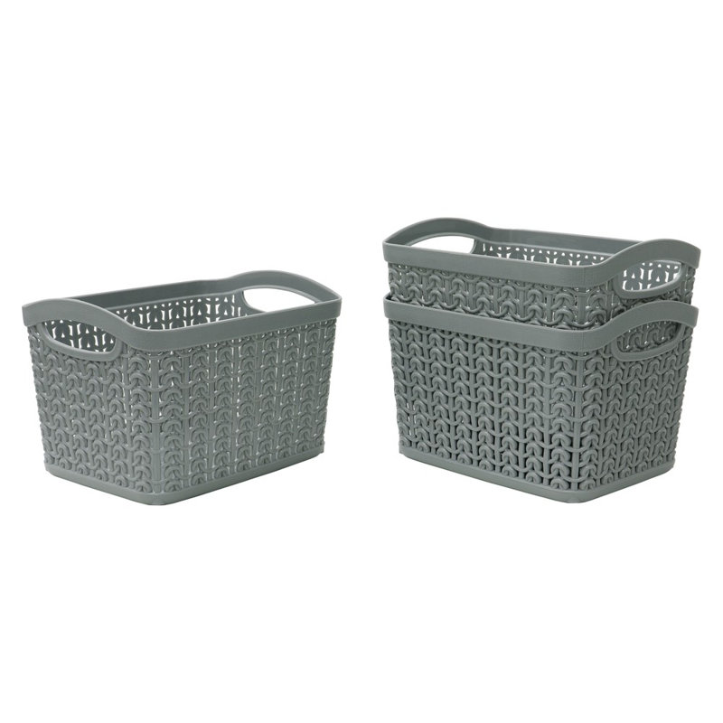 Knit Loop Storage Baskets, Grey