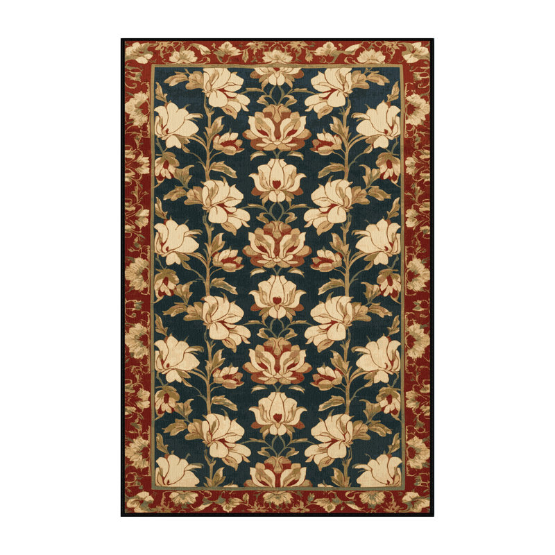 Tapis noir Art Deco lavable à la machine, Rectangle 5 pi x 7 pi