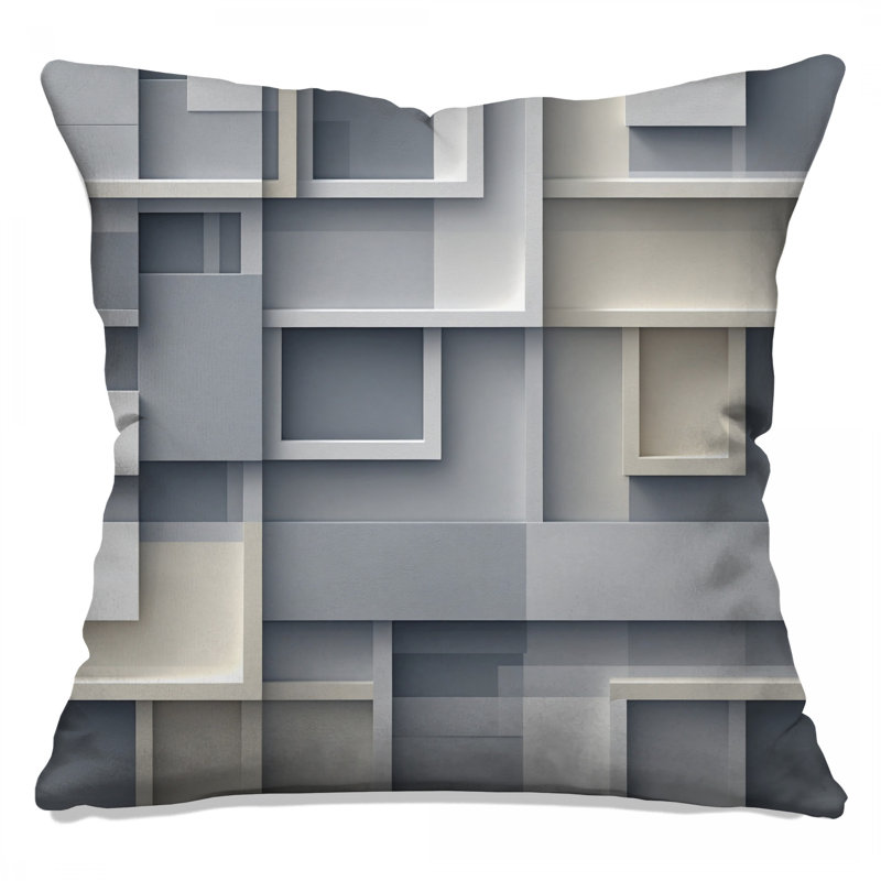 Gray Geometric Layers Double Sided Throw Pillows, 20 x 20 inches