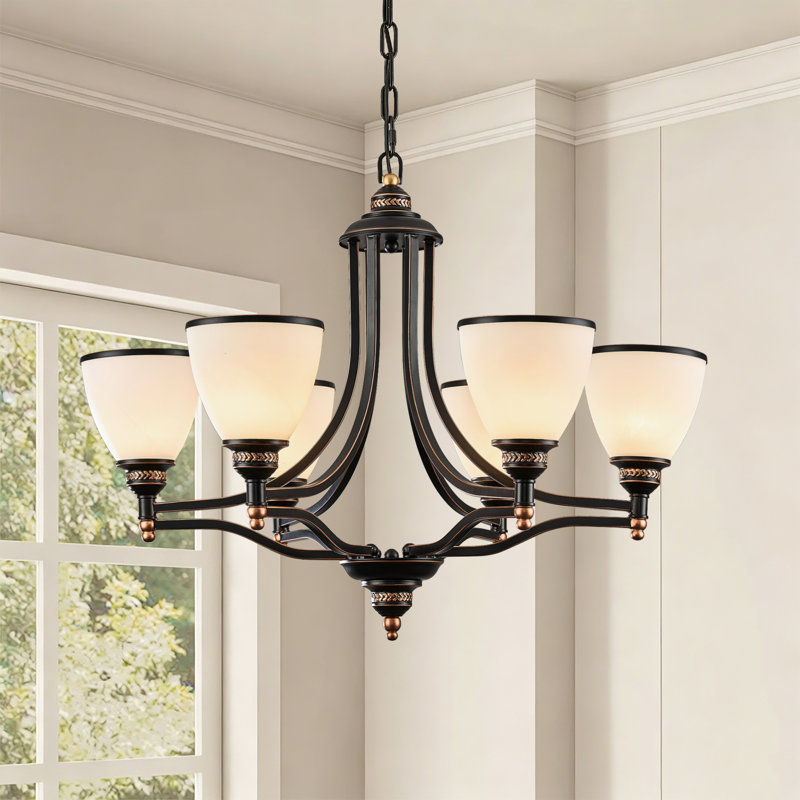 Lustre classique / traditionnel à 6 lumières, Noir mat