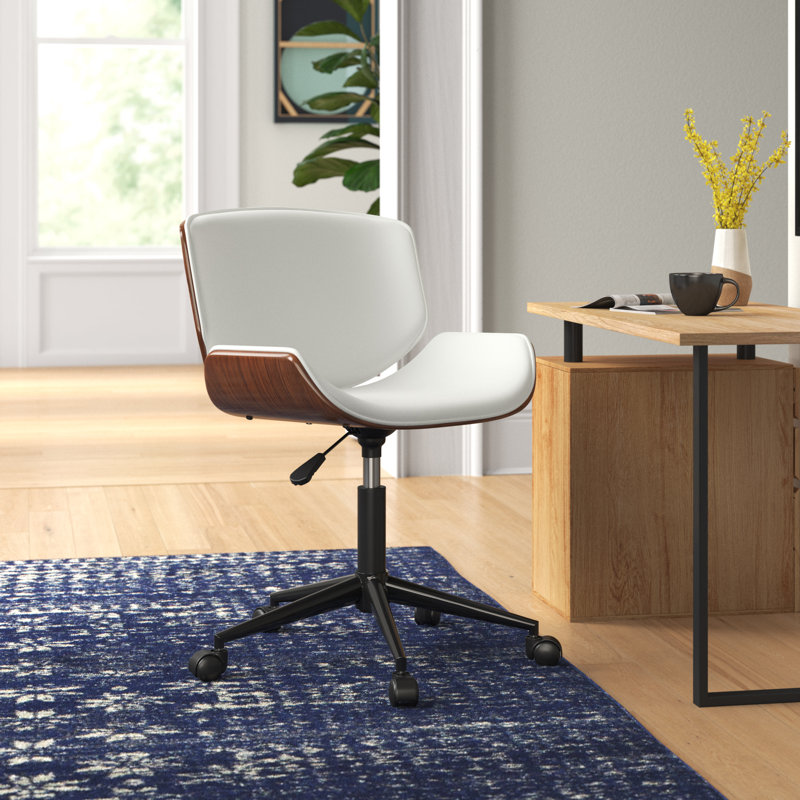 Hales Faux Leather Mid-Century Office Chair, White