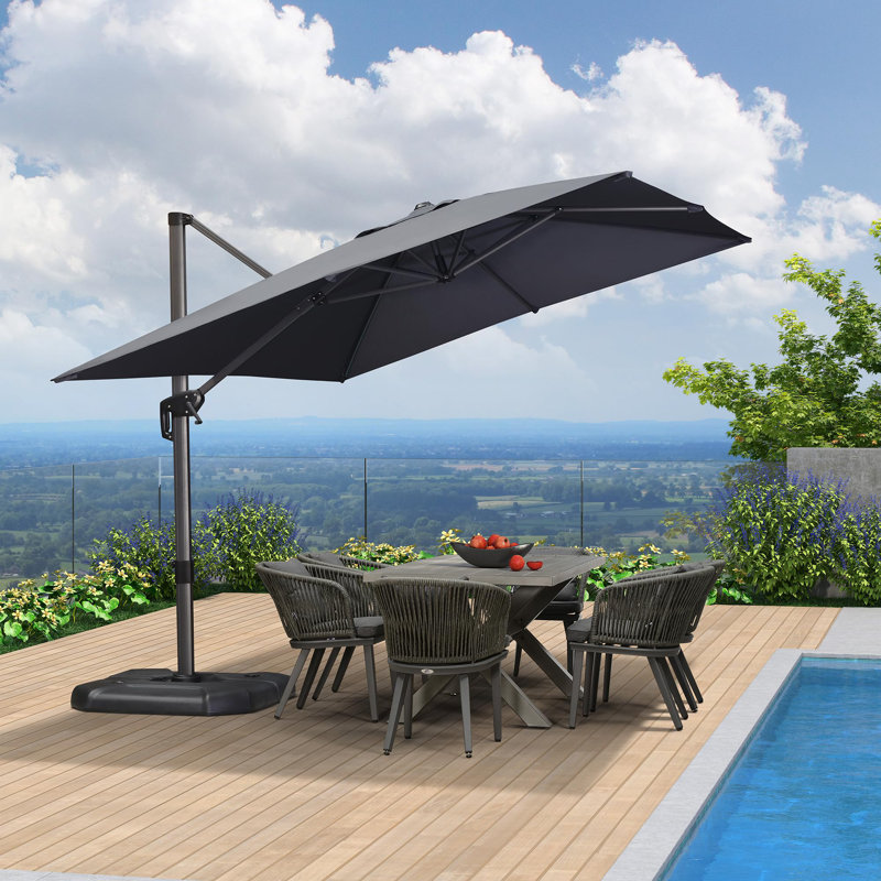 274cm X 335cm Rectangular Cantilever Parasol, Grey
