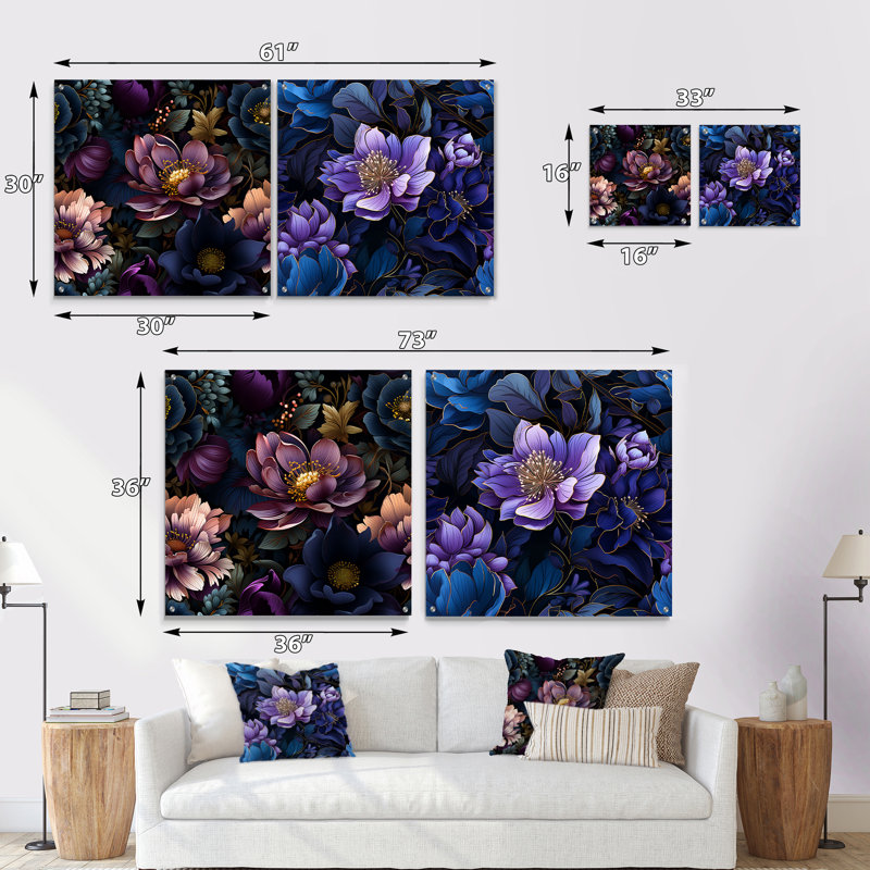 Prisco - Ensemble de 2 art mural en verre acrylique, H 36 po x l 73 po