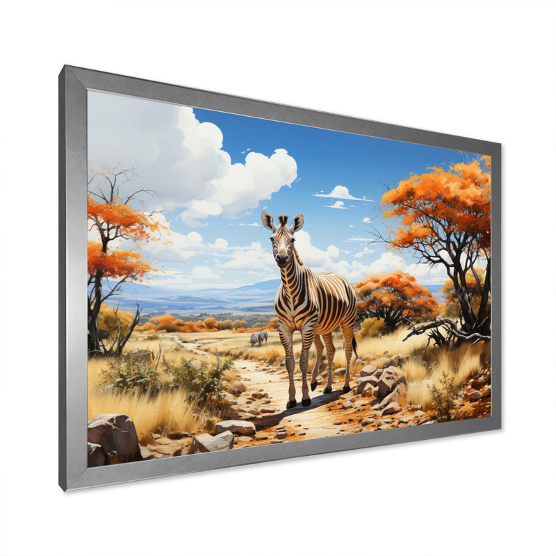«African Savannah Stroll III», reproduction sur toile, H 12 po x l 20 po x P 1 po, Cadre photo argenté