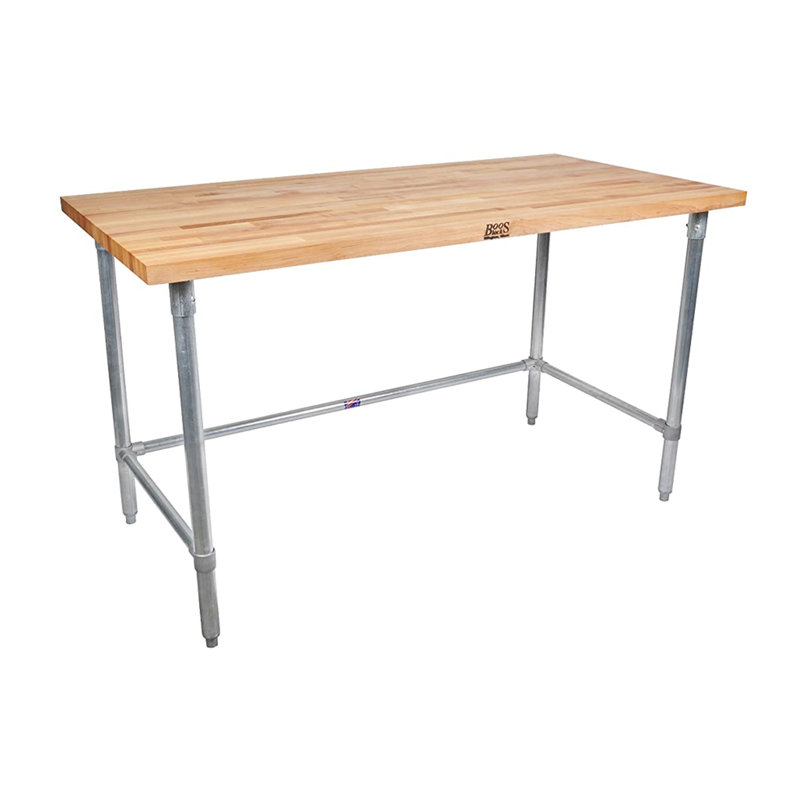 John Boos Maple Wood Top Work Table with Galvanized Steel Base, 36" H X 48" L X 30" D