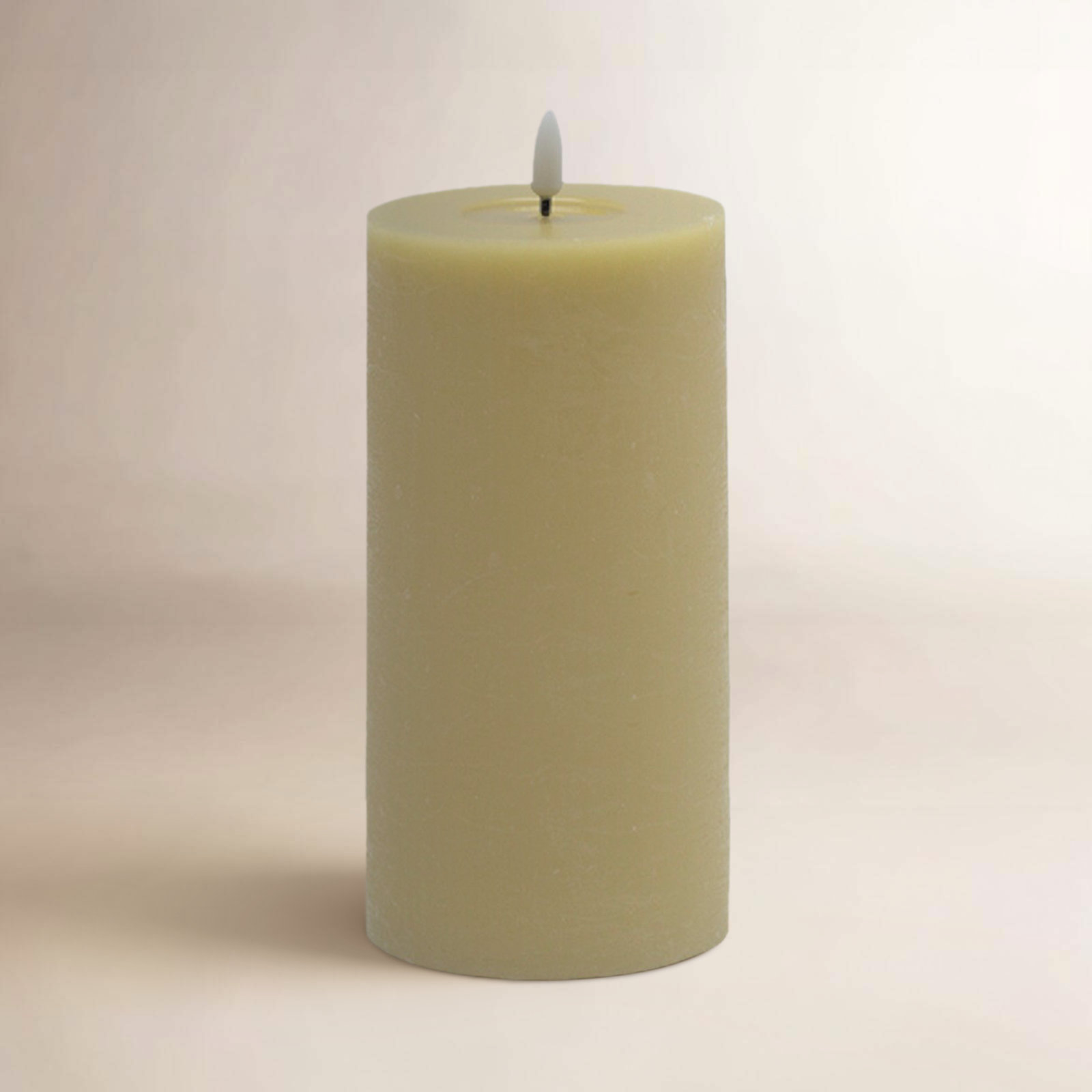 Large Champagne Flameless Pillar Candle, Yellow