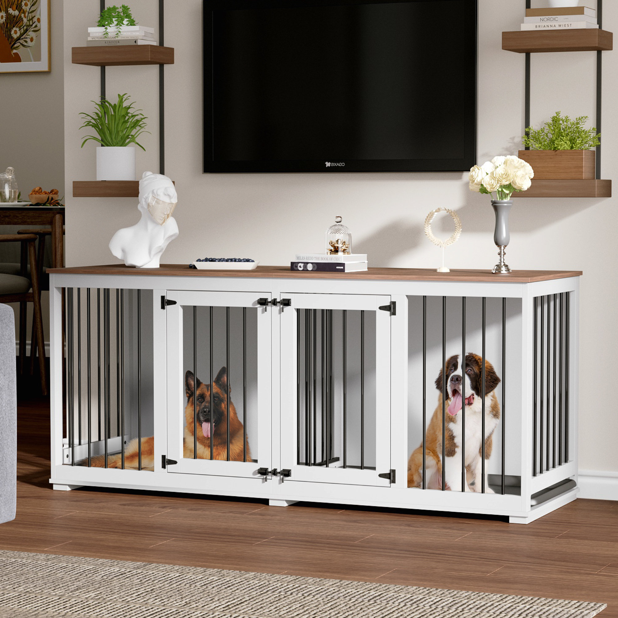 Tucker Murphy Pet™ Large Dog Crate Furniture with Tray and Divider