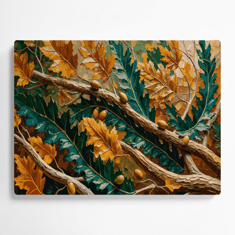 «Botanical Oak Leaves & Branches», art mural en métal brun, H 288 po x l 432 po x P 0,05 po
