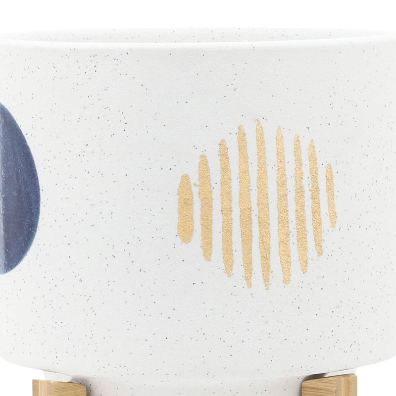 Pot à fleurs en céramique avec support - Vase brillant