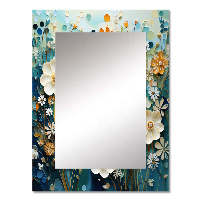 «Green Blue Tranquil Oasis II - Botanicals», miroir mural décoratif vert, impression sur métal, 32 po x 24 po