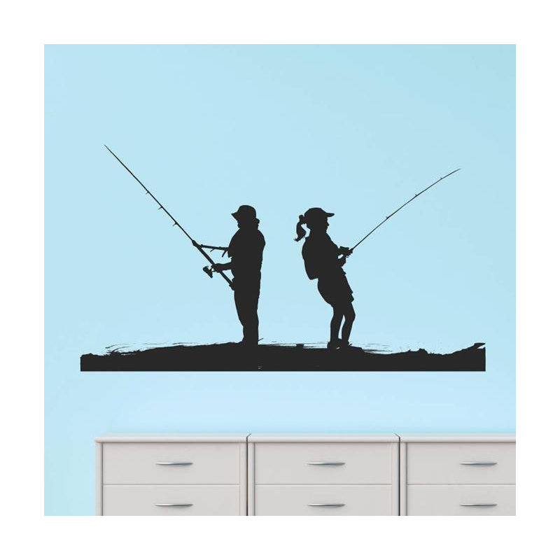 Décalcomanie murale scène de pêche man féminins