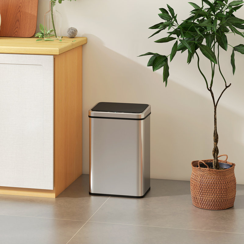 Stainless Steel Motion Sensor, Manual Lift Kitchen Trash Can, 40