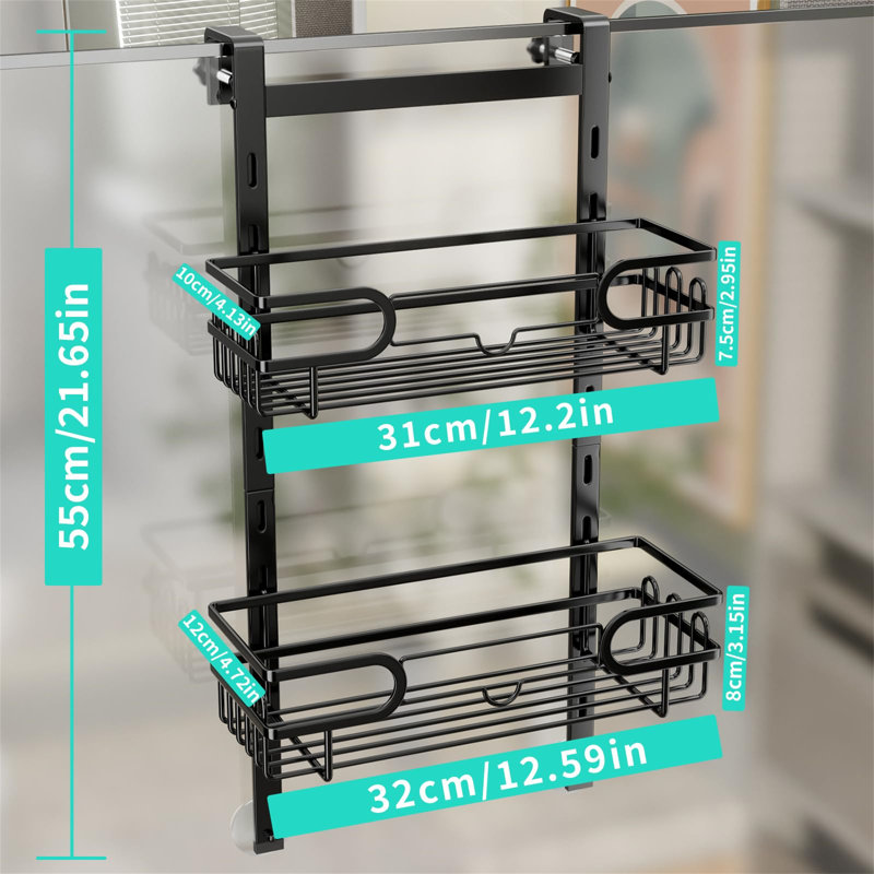 Nellianne Stainless Steel Shower Caddy, Satin Black, 55cm H x 32cm W x 12cm D