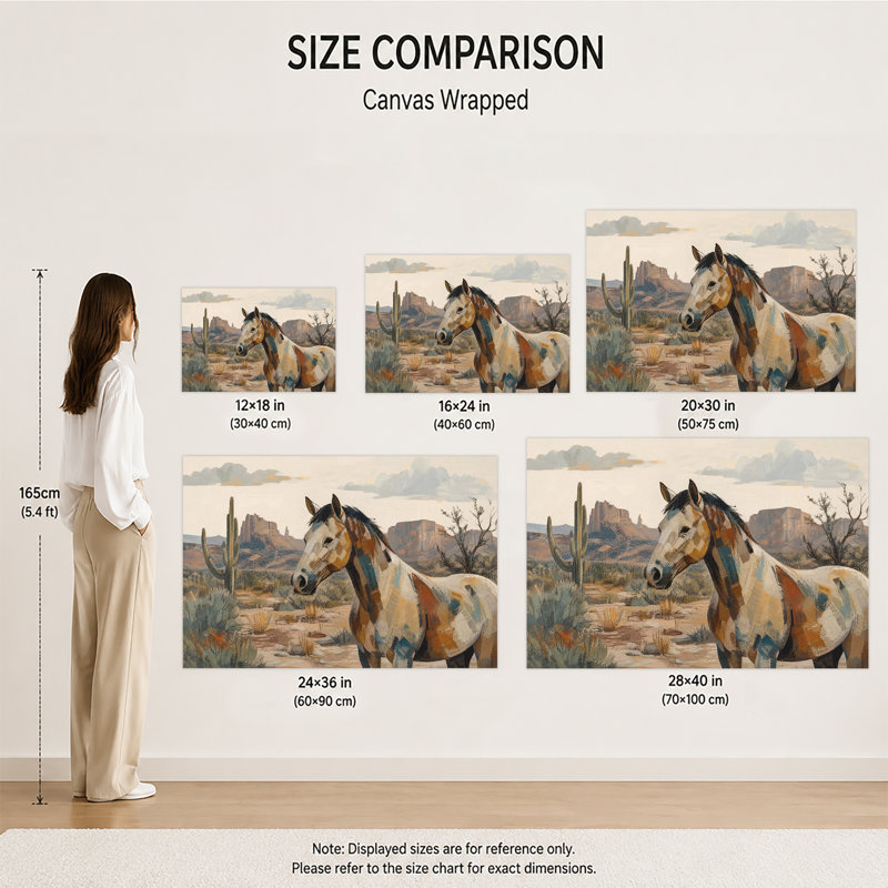 Motif géométrique patchwork cheval Saguaro cactus Arizona désert Mesa paysage impression toile Art plat occidental Sud-Ouest Decor peinture