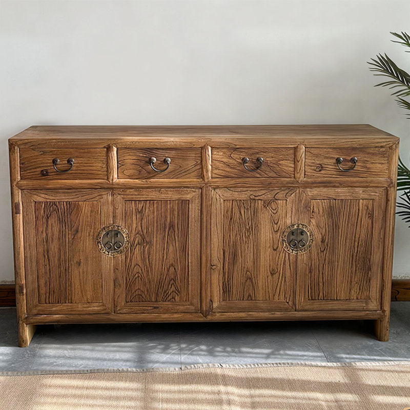Modern Walnut Solid Wood Sideboard, 35.43" H x 70.87" W x 15.75" D