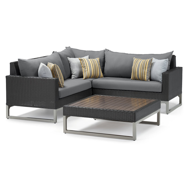 Sameko Outdoor 4 - Piece Conversation Set, Brown, Charcoal Grey Sunbrella®