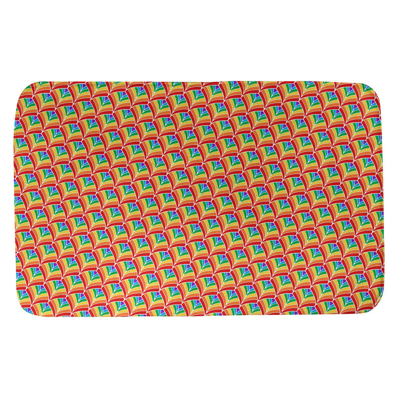 Tapis de bain en arc-en-ciel pastel Avicia, l 17 po x L 24 po, Rouge / Brun / Vert