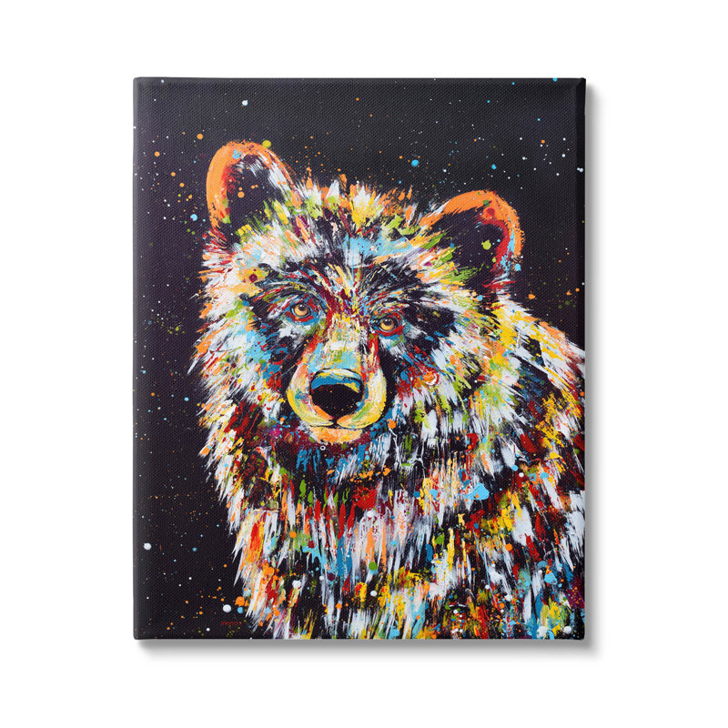 Art moderne sur toile, "Modern Bear Urban Strokes" par Jen Seeley, H 48 po x l 36 po x P 1,5 po