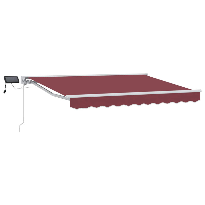 VidaXL Polyester Cover Retractable Patio Awning, Burgundy/White, 350cm W x 200cm D