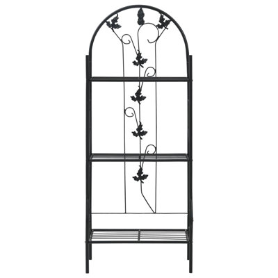 3-Layer Plant Rack Black 20.5" x 11" x 50.4" Iron