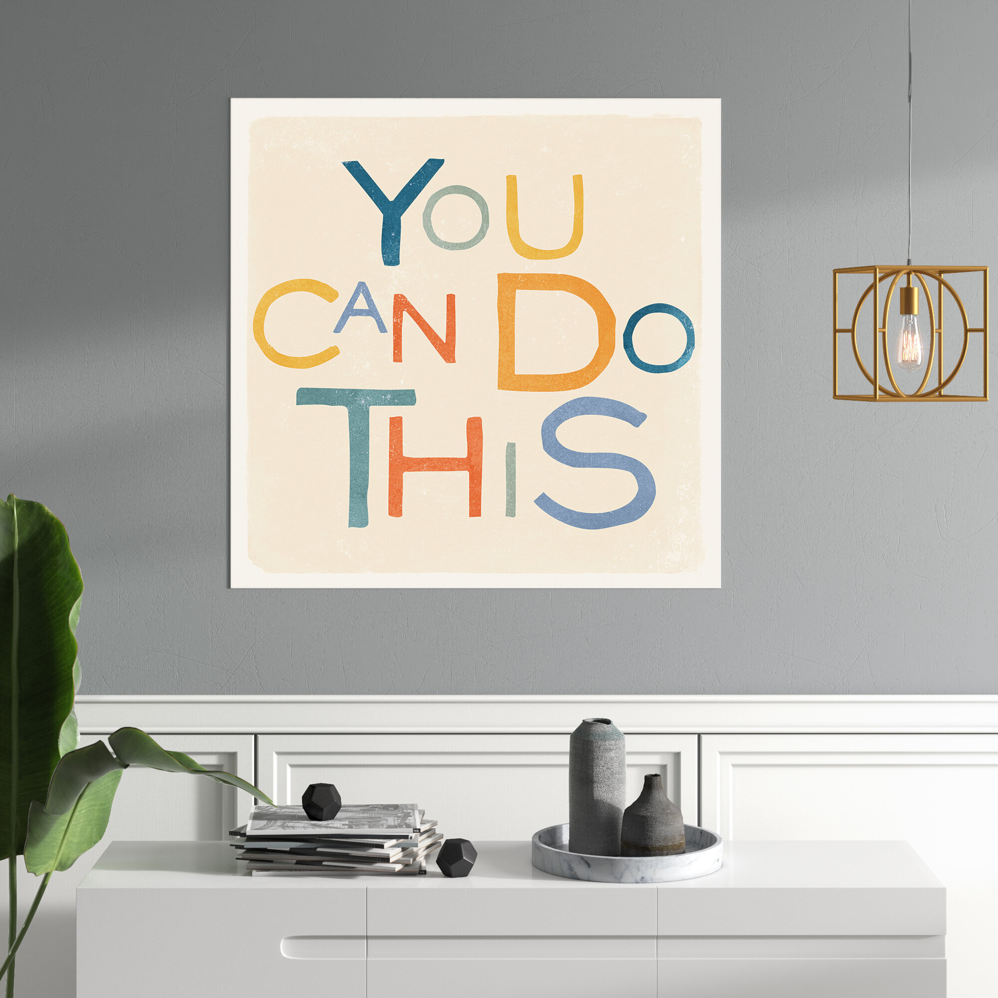Simple Three Word Quotes: Yes You Can Typography Poster for Sale