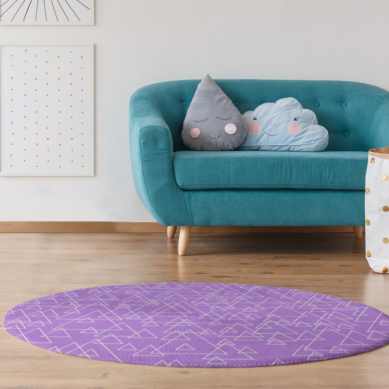 Chenille Geometric Indoor Rug, Round 5'