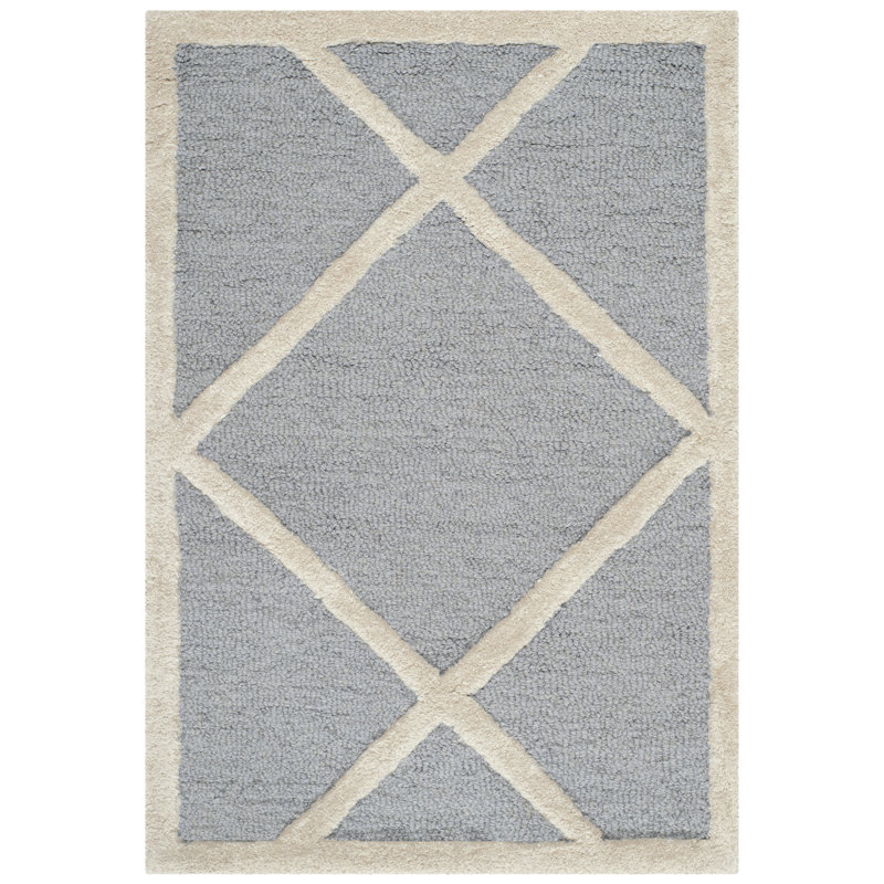 Deedgra Hand Tufted Wool Geometric Rug, Rectangle 3' x 5'