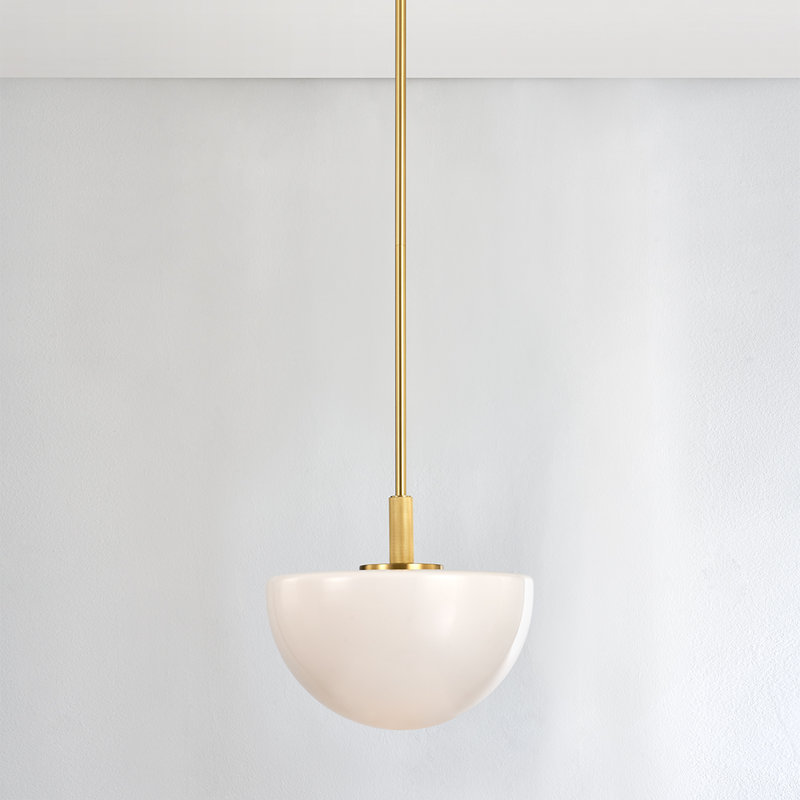 LETHBRIDGE 1 LIGHT PENDANT, Polished Nickel, 17.5" H x 15" W x 15" D
