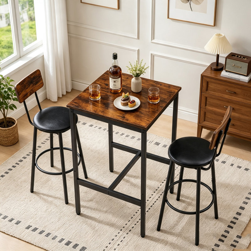 Ensemble de table de bar avec 2 tabourets de bar en polyuréthane