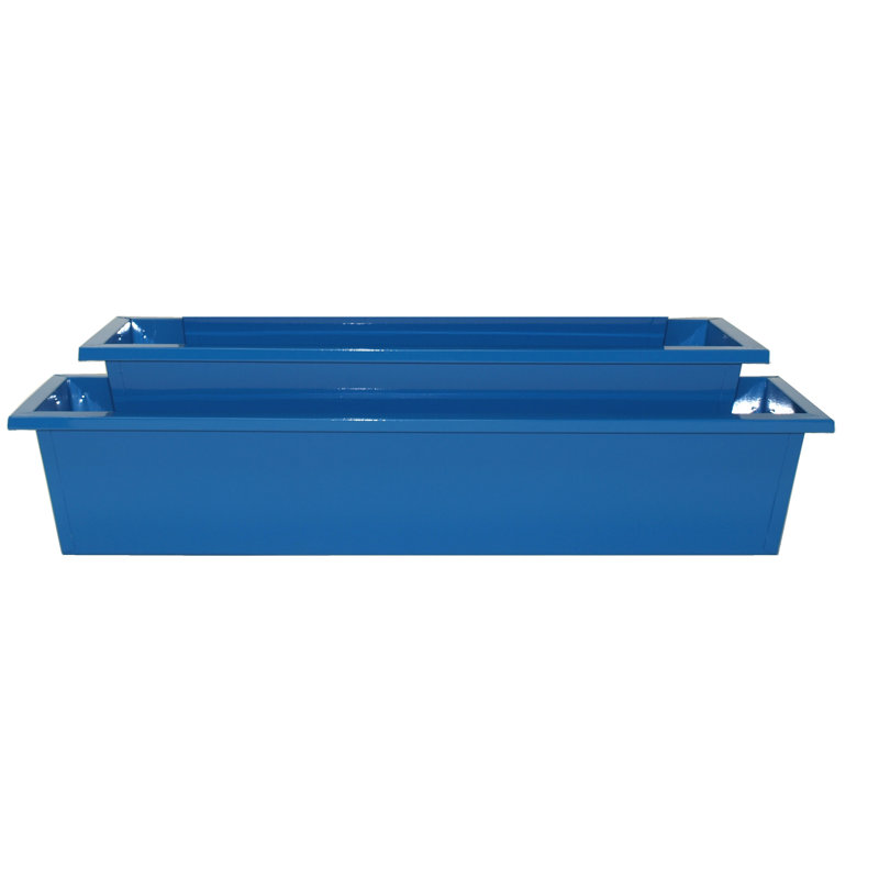 Enameled Galvanized Steel Indoor/Outdoor Rectangle Window Box Planter,  Set Of Two., Blue, 7" H x 23.5" W x 7" D