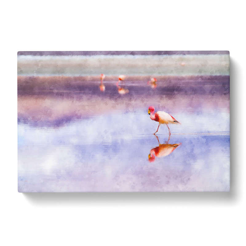 Flamingo Reflection Painting - Wrapped Canvas, 60cm H x 91cm W x 3cm D