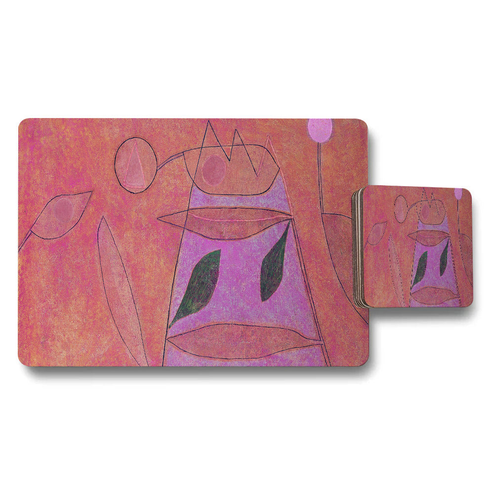 Abstract Pink Purple Placemat and Coaster Set for Dining Table